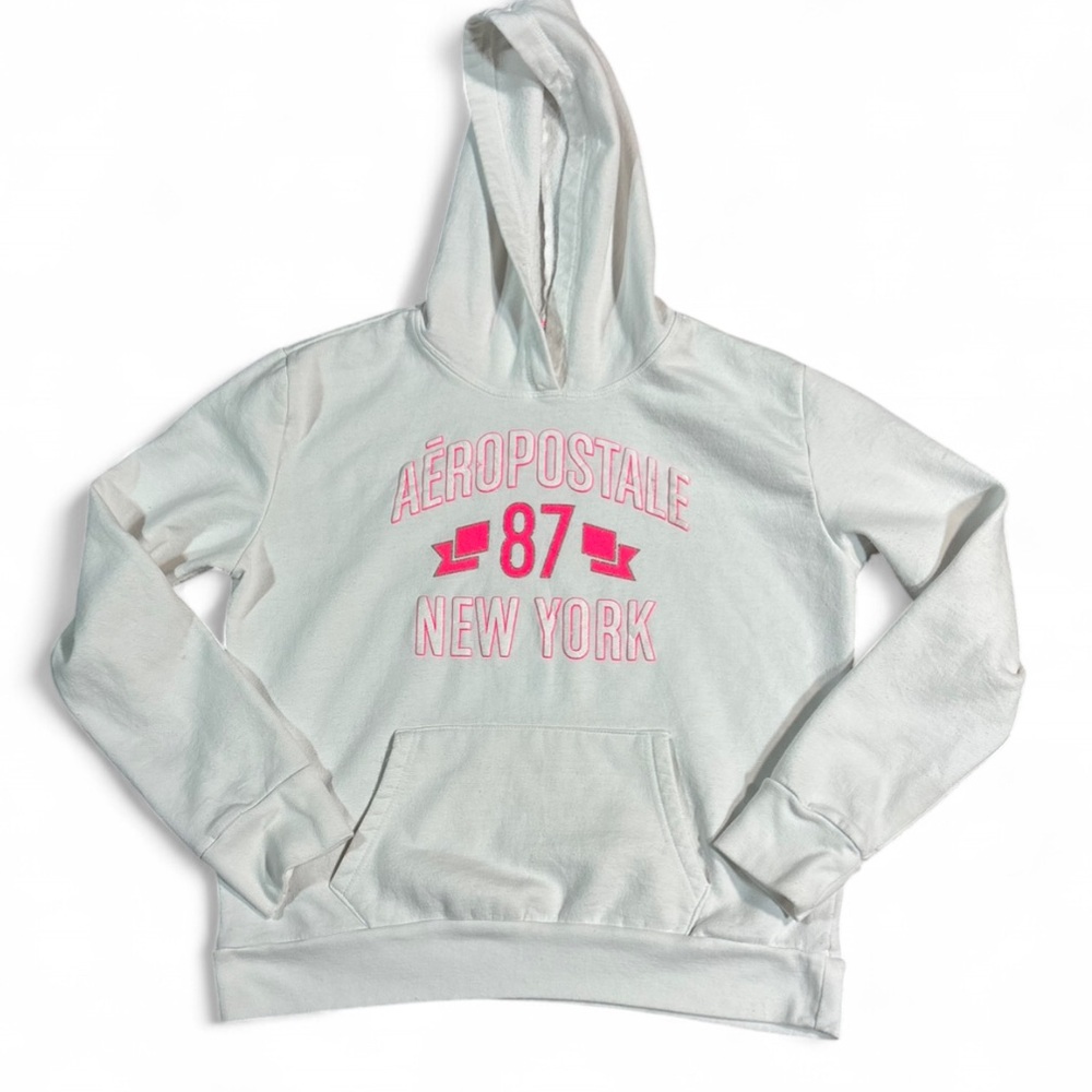 Aeropostale white hoodie with pink accents Size XL